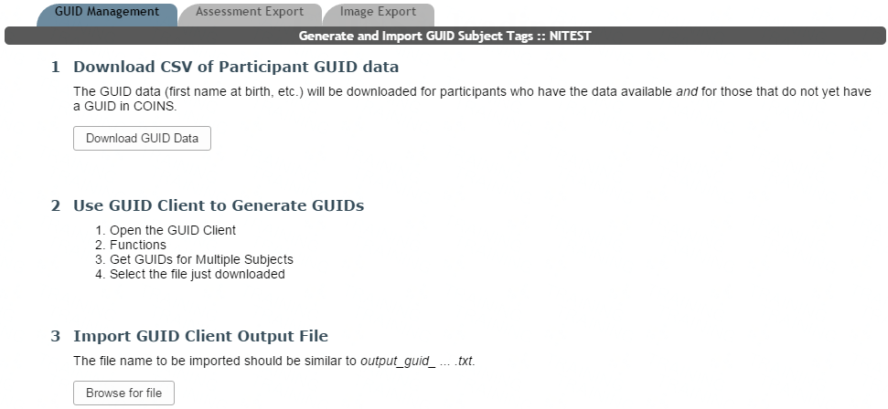 GUID Import and Export Tool – Welcome to the COINS Support Center!